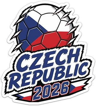 Czech Republic Flag Soccer Ball Football World Cup 2026 Sticker - Waterproof Outdoor Vinyl Decal, 5 Inch