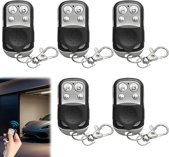 5PCS Universal Garage Door Remote, 433MHz Remote, Wireless Gate Fob, Garage Door Opener, Durable 4-Button Cloning Key for Roller Shutters & Automatic Gate Systems