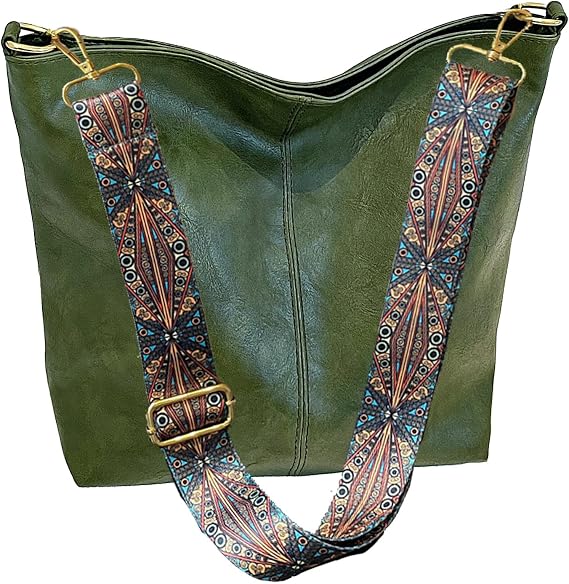 Hobo Bags Vegan Leather Crossbody Bag Guitar Strap Shoulder Purses with Zipper Handbags for Women