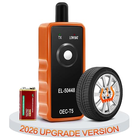 TPMS Relearn Tool w/Battery for Car Tire Sensor, FIRSTOOL EL-50448 TPMS Reset Tool Tire Sensor Programmer, OEC-T5 TPMS Programming Tool Tire Pressure Sensor Reset Tool for GM Series Vehicles 2006-2026