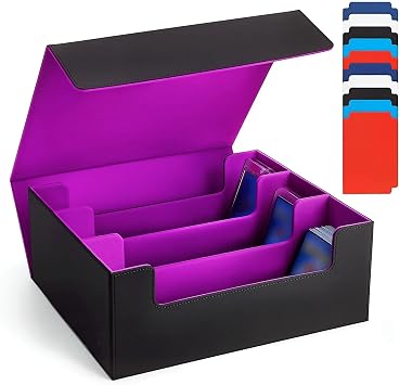 Card Storage Box For Trading Cards,1800+ MTG Deck Box With 10 Dividers,6 Stoppers,4 Supporters,Leather Magnetic Closure Card Boxes Fits For Magnetic Cards Holder,Toploaders,YuGiOh,TCG
