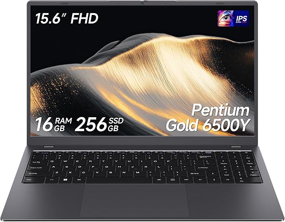 Laptop, Pentium Gold 6500Y Processor(Up to 3.4 GHz),16GB RAM 256GB SSD,15.6 Inch FHD IPS Display, 5000mAh Battery,Type-C,Portable Laptops Computer for Business Office
