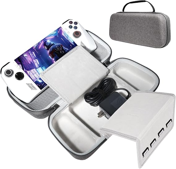 sarlar Rog Ally Carrying Case Compitable with ASUS ROG Ally Gaming Handheld and Accessories, Large Space Hard Shell Case Fit AC Adapter and Power Bank for Travel and Storage