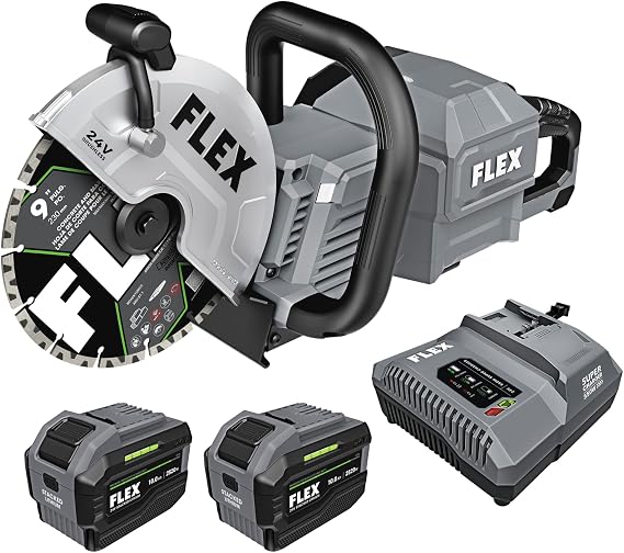 FLEX 24V 9" Handheld Cut-Off Saw Stacked Lithium Kit with (2)10.0Ah Batteries and 550W Fast Charger - FX2481-2J