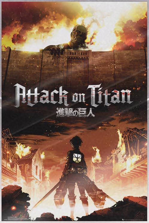 POSTER STOP ONLINE Attack on Titan - Anime TV Show Poster (Regular Style - Key Art) (Shingeki No Kyojin) (Size: 24" x 36") (Laminated Poster)