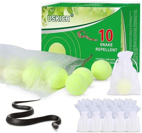 USKICH 10 Pack Snake Away Repellent, Snake Repellent Balls for repelling Snakes Rats and Other Pests, for Yard Lawn Garden Camping Fishing, Natural Plant Formula Pest Insect Control(Recipe Upgrade)...