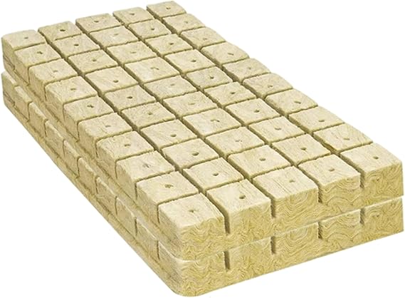 100PCS Eco-Friendly Rockwool Cubes with Holes for Hydroponics, Reusable Grow Media for Cloning, Germination, Seed Starting & Soilless Cultivation