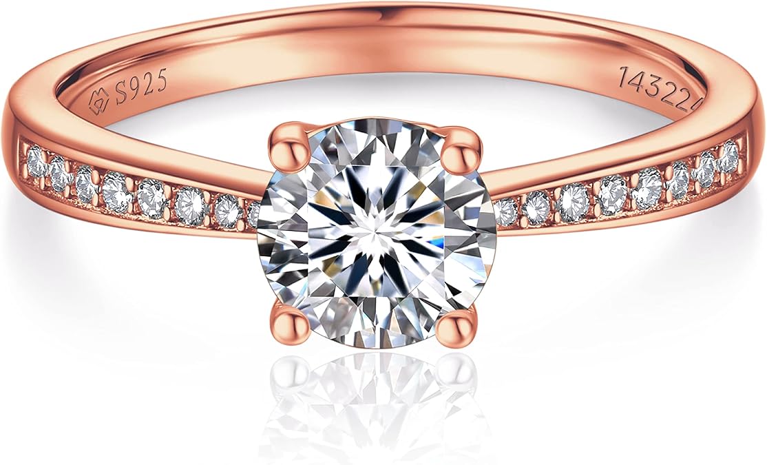 MomentWish Engagement Rings for Women 1 Carat Moissanite Diamond Ring