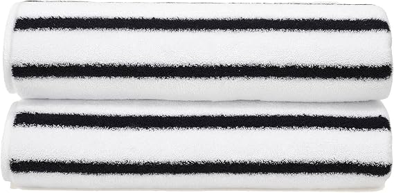 Italic Ultraplush 100% Australian Cotton Hand Towels - Set of 2 Luxury Hand Towels, Ultra Plush and Highly Absorbent 800GSM Resort Grade, Striped (White and Blue)