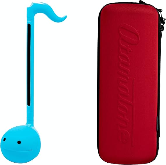 Otamatone Regular [Blue] and Matte Case [Red] Bundle Japanese Electronic Musical Instrument Portable Music Synthesizer from Japan Maywa Denki Award Educational Fun Gift for Children Teen Adult