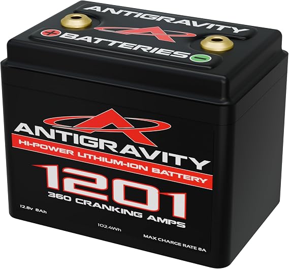 Antigravity AG-1201 12V Small Case Lithium Motorcycle Battery (No BMS) 360 Cranking Amps, Ultra-Light 2.25 lb High-Performance Powersport Battery for Motorcycles & ATVs