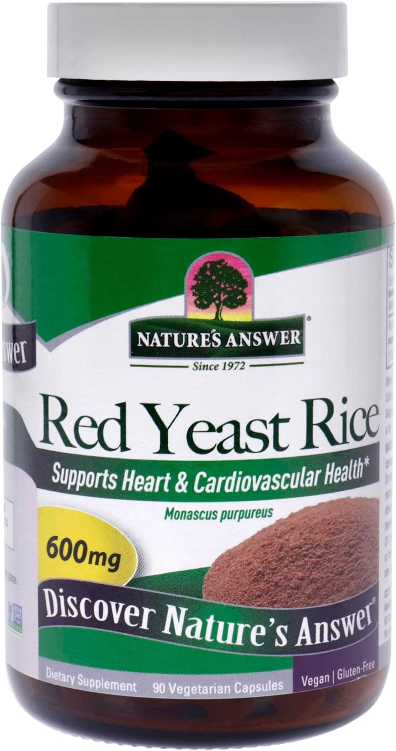 Natures Answer Red Yeast Rice Herbal Supplement Vegetarian Capsules, 90-Count | Promotes a Healthy Heart | Cardiovascular Support | Beneficial for Blood Circulation