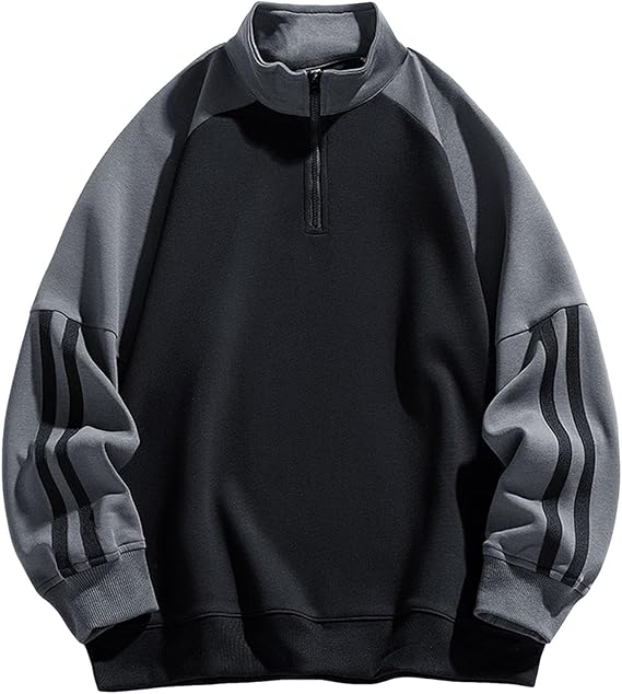 Bhmobp Men's Half-Zip Sweatshirt, Autumn Clothes, American Casual, Long-Sleeve, High-Neck, Pullover, Simple, Stylish, Casual, Soft, Comfortable, Long-Sleeve T-Shirt, Roomwear