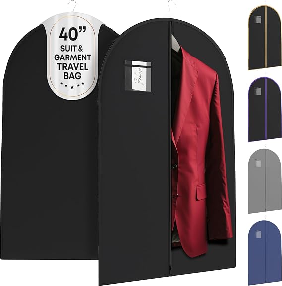 Navy Suit Garment Travel Bags - 40" X 24" - By Your Bags (Black, 1 Pack)