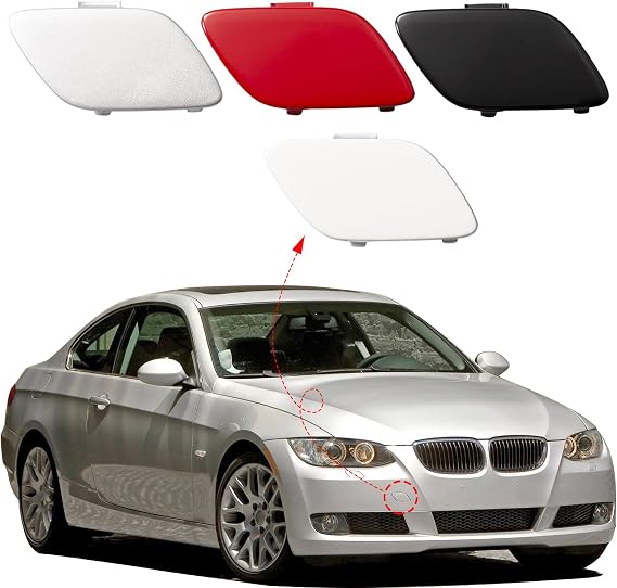 Front Bumper Tow Hook Cover Towing Eye Cap Fit for BMW E92 Coupe E93 Convertible 3-Series 328i 335i 2007 2008 2009 2010 51117187956 (Black, Right Passenger Side)