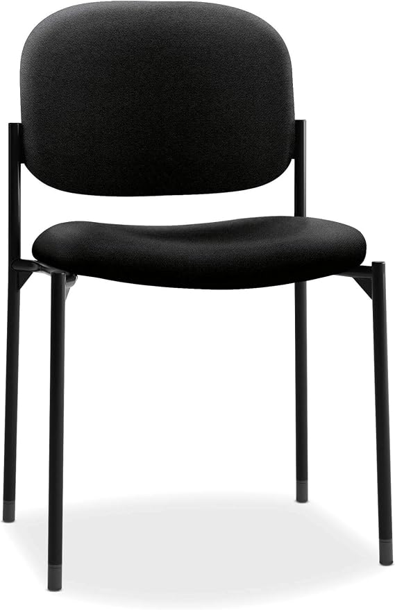 HON Scatter Guest Chair, Armless Office Chairs, Fabric, Black | Stackable desk chair no wheels for waiting rooms chairs, conference room chair, banquette seating, and office furniture