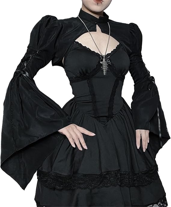 Goth Black Bolero Shrug for Formal Dress Gothic Rave Festival Top for Women