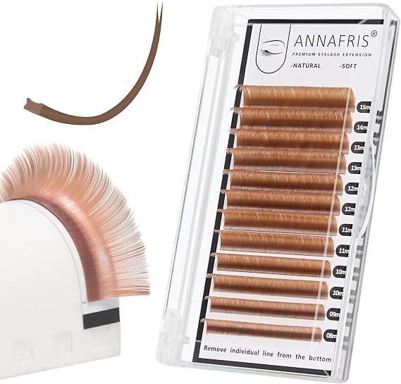 Eyelashes Extension Ellipse Flat 0.15 C 8-15mm Mix Colorful Lash Extension Natural Lash Individual Split Tips Lash(0.15C,8-15mm,Caramel)