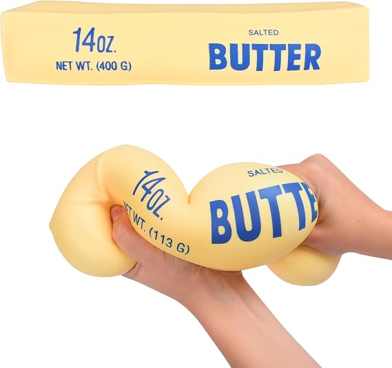 Toymendous Squeeze Tereyağı, Jumbo Yumuşacık Stres Oyuncağı, 3 Yaş ve Üzeri Çocuklar, 26,5 cm Uzunluğunda, Esnek ve Squish