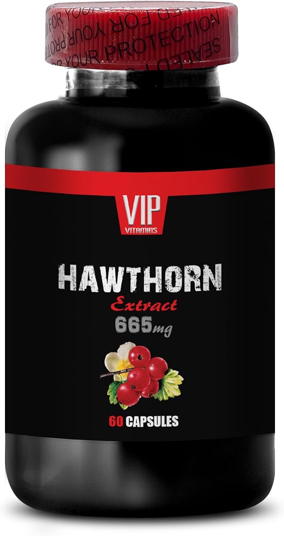 antioxidant - Hawthorn Extract 665MG - Natural Health Support - with Garlic - Premium - Hawthorne Berry Leaves, Hawthorn Berry Capsules Organic, Organic Berries, Hawthorn Extract 1 Bottle 60 Capsules