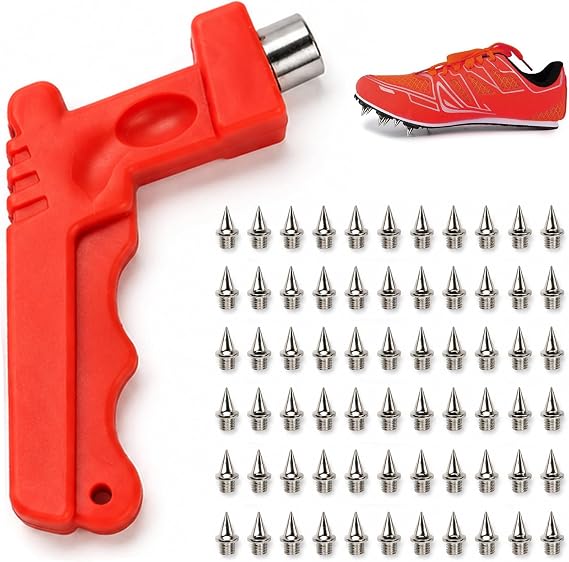 60 Pack 6mm Track Spikes, Stainless Steel Shoe Spikes with Spike Wrench