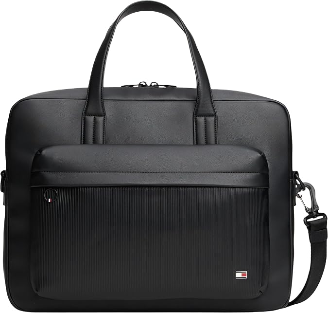 Tommy Hilfiger Men's TH FLAG COMPUTER BAG AM0AM13989 Computer Bag, BLACK, One Size
