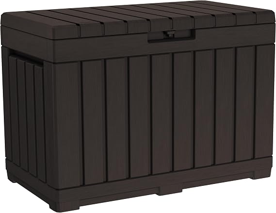 Keter Kentwood 50 Gal Outdoor Storage Box and Patio Side Table
