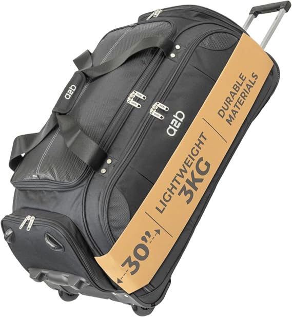 A2B Large 30" Wheeled Holdall Rolling Duffle Bag with Wheels, Red or Black