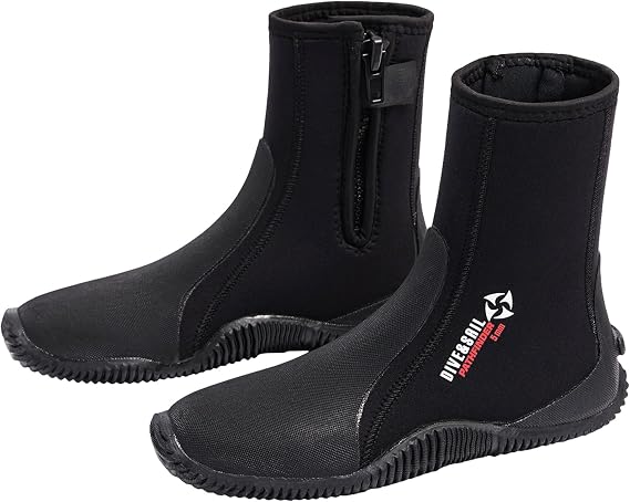 Skyone Neoprene Dive Boots Men Women, Surf Booties Scuba Diving Boots 5MM, Wetsuit Booties Scuba Shoes with Anti-Slip Premium Rubber Sole for Sailing Snorkeling Boating