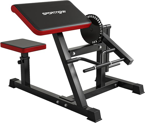 SPORTNOW Adjustable Preacher Curl Bench with Handlebar and Elbow Cushion