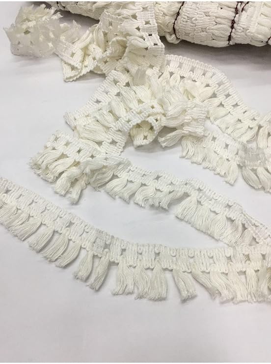 Pamuklu Püskül Kalın Şerit Beyaz (KIRIK BEYAZ) 3 Metre
