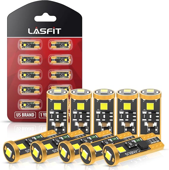 LASFIT 194 LED Bulb 6000K White T10 168 LED Bulb, Super Bright, 10 Pcs