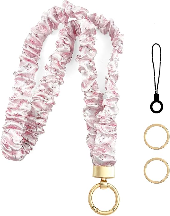 Scrunchie Lanyard for Id Badges, Teacher Retractable Lanyard for Women | Nurse Cute Soft Stretchy Neck Lanyards for Keys, Id Card Holder, Cell Phone
