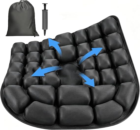 Upgrade Air Inflatable Pressure Relief Seat Cushion, Comfortable 3D Travel Seat Cushion Optimal Support for Long Sitting in Car, Air Travel, Office Chairs