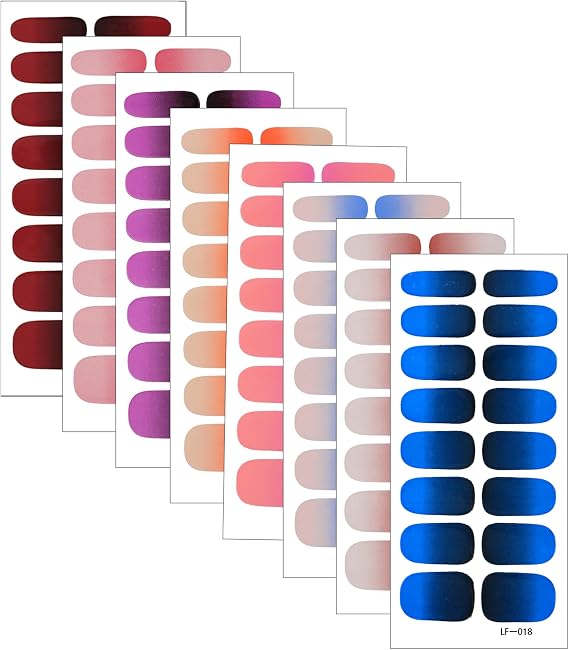 8 Sheets Semi Cured Gel Nail Strips Wraps DIY Art Nails Stickers
