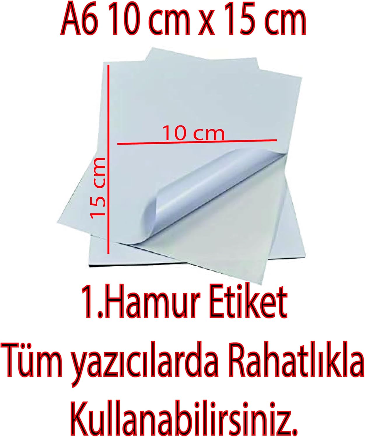 A6 Adhesive Label, 10x15 cm, 100 Pieces, Compatible with All Printers 100