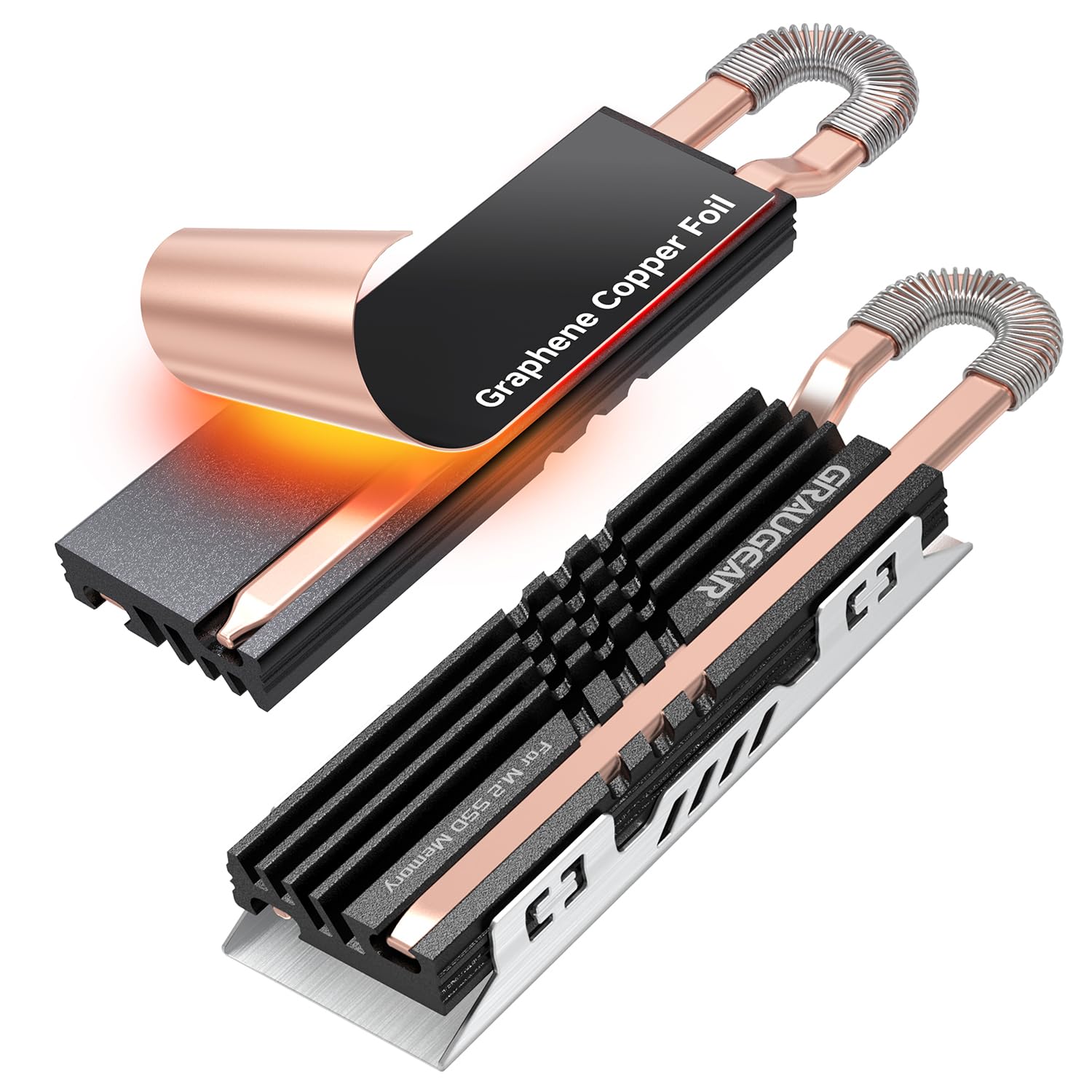 GRAUGEAR HeatPipe Heatsink for M.2 NVMe SSD 2280 for Playstation Memory Expansion with Dust Proof Cover for PC
