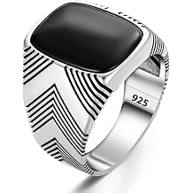 Solid 925 Sterling Silver Custom Cut Black Onyx Stone Biker Men's Ring Jewelry For Men