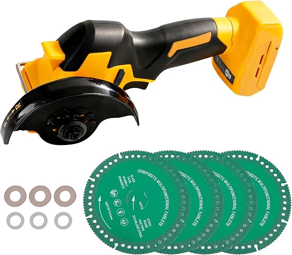 Cordless Cut Off Tool Compatible with De-Walt 20V (Only Tool), 4" Circular Saw Brushless Motor for Wood/Metal/Plastic/Tile/Stone Cutting, 18,000 RPM, NO BATTERY