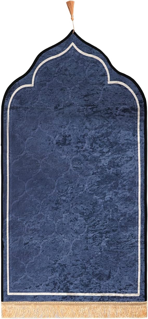 Muslim Prayer Rug Islamic Mat for Muslim Prayers Great Ramadan Gift for Muslim Men Women Portable Prayer Mat Rug Turkish Pocket Praying Rug Thick Large Padded Sajadah Muslim Prayer Rug Velvet Carpet