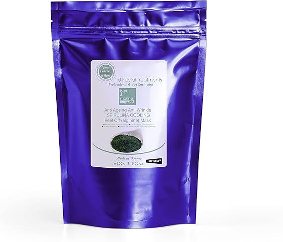 Spirulina Peel-Off Anti-Ageing Mask, Cooling Lifting and Anti-wrinkle Effect, Refreshing, Moisturising and Firming Face Care, Unisex,10 treatments 200 g