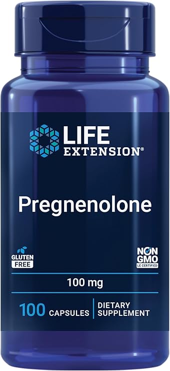 Life Extension Pregnenolone - Hormone Balance Supplement for Healthy Hormone Levels, 100 mg - Hormone Balance, Memory, Focus, Cognitive Health - Gluten-Free, Non-GMO, 100 Capsules | Active Neurohormone, Hormone Precursor, for Memory, Focus & Cognitive Health, Gluten-Free & Non-GMO