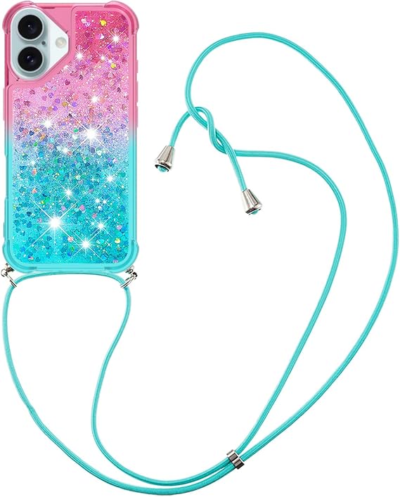 Compatible with Redmi Note 13 Pro Plus 5G Case, Back Cover, For Red Me Note 13 Pro Plus, 5G, Stylish, Graduated, Glitter, Flowing, Moving, TPU Case, Shoulder Strap, Adjustable Strap Length, Shock