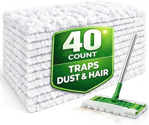 40-Count Disposable Dry Sweeping Cloths for Swiffer Sweeper Thicker & More Absorbent