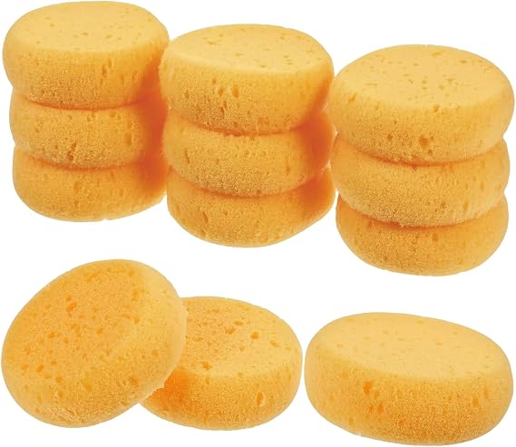 6 Pcs Pottery Sponges, 2.75 inch Yellow Round Sponges for Clay Art, Painting & Crafts, Tack Cleaning Sponges for Household & Leather Care