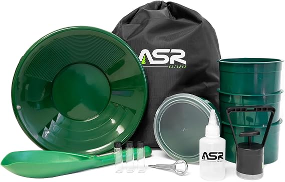 ASR Outdoor Creekside Gold Panning Kit with Drawstring Backpack and Mini Classifiers, 13pc