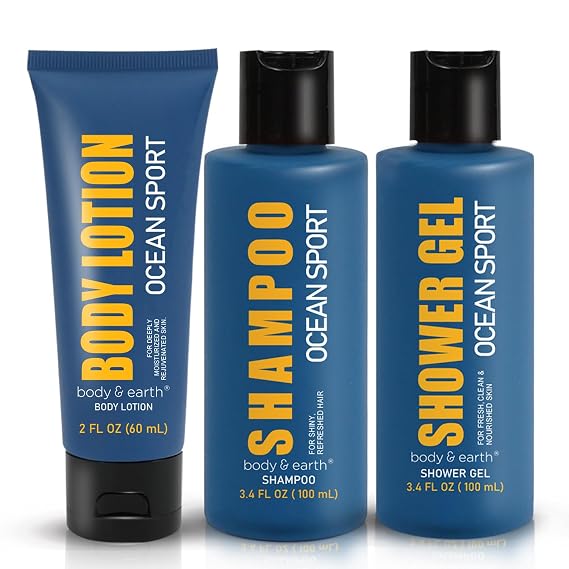 Body & Earth 3pc Ocean Gifts for Men Spa Gifts Bath Set for Man