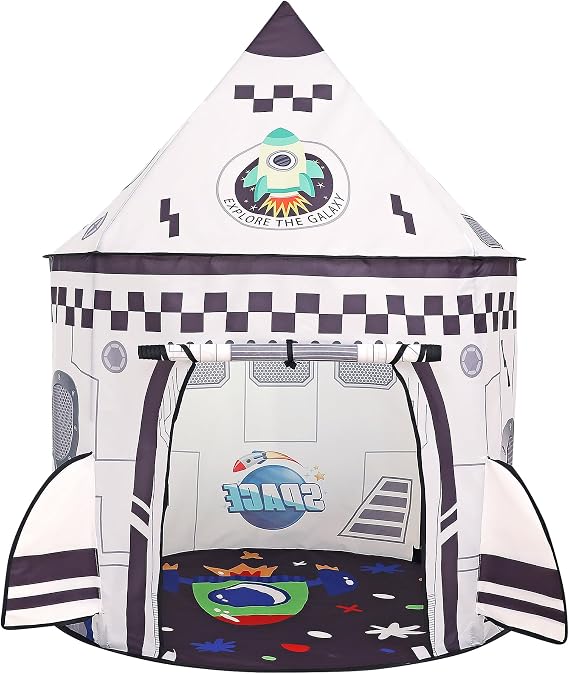 Rockets Kids Play Tent for Indoor Outdoor Astronauts Spaceship Play Tent Kids Playhouse Pop Up Tent Baby House Rocket Planets Space Tent for Boys & Girls Birthday Gift