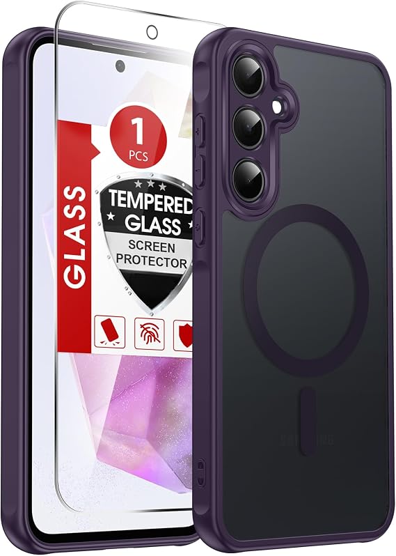 LeYi for Galaxy A35-5G Phone Case Tempered Glass Screen Protector