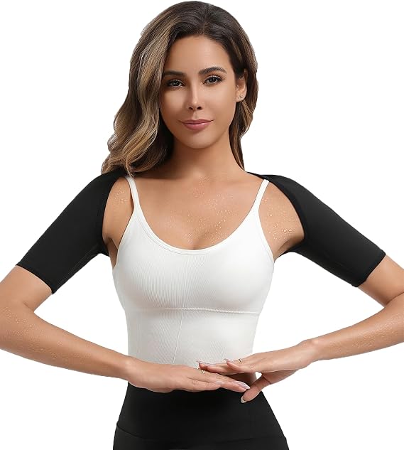 Women's Sauna Arm Slimming Sleeves, Sweat Compression Upper Arm Shaper Bands, Posture Support Workout Gear Daily Use